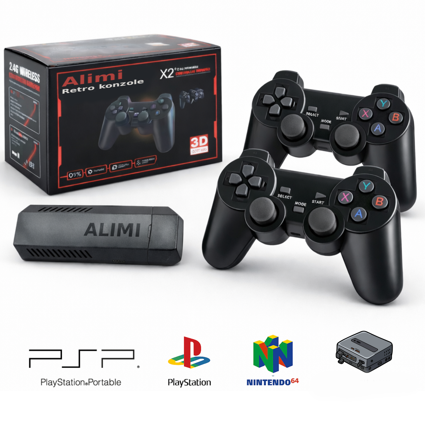Alimi™ – retro konzole Plug & Play + 2 ovladače